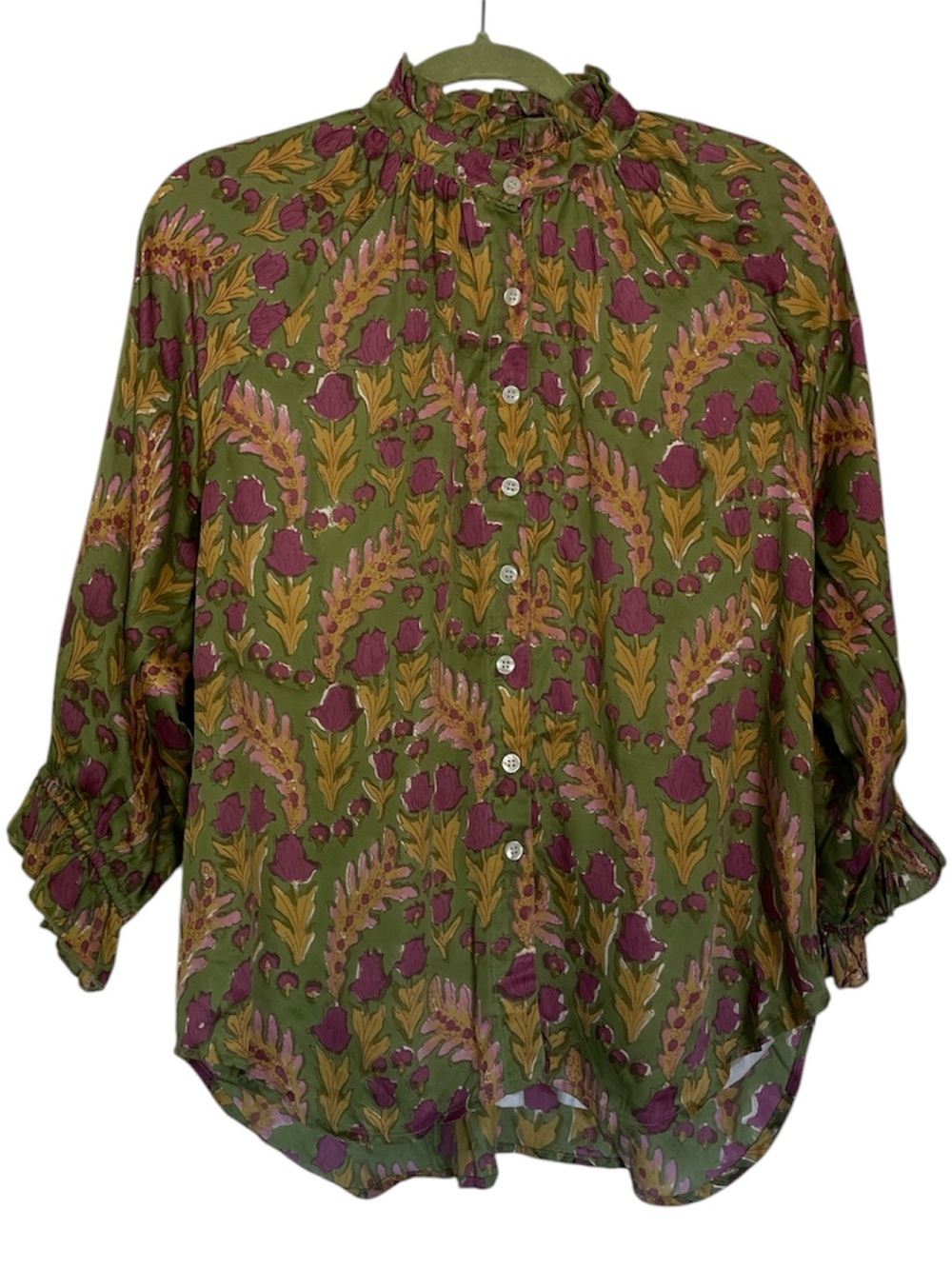 Clara The Label by Victoria Dunn Green Floral Button Down Large